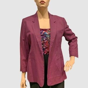 NEWPORT NEWS Lined Plum Cotton Linen Blazer Jacket Office or Casual Size 20 NWT